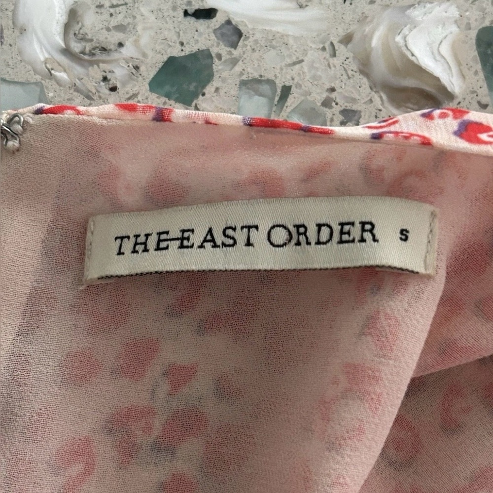 Orange Floral Long Sleeve Mini Dress Sz S Cottagecore Garden Tea Romantic Boho - Picture 8 of 9